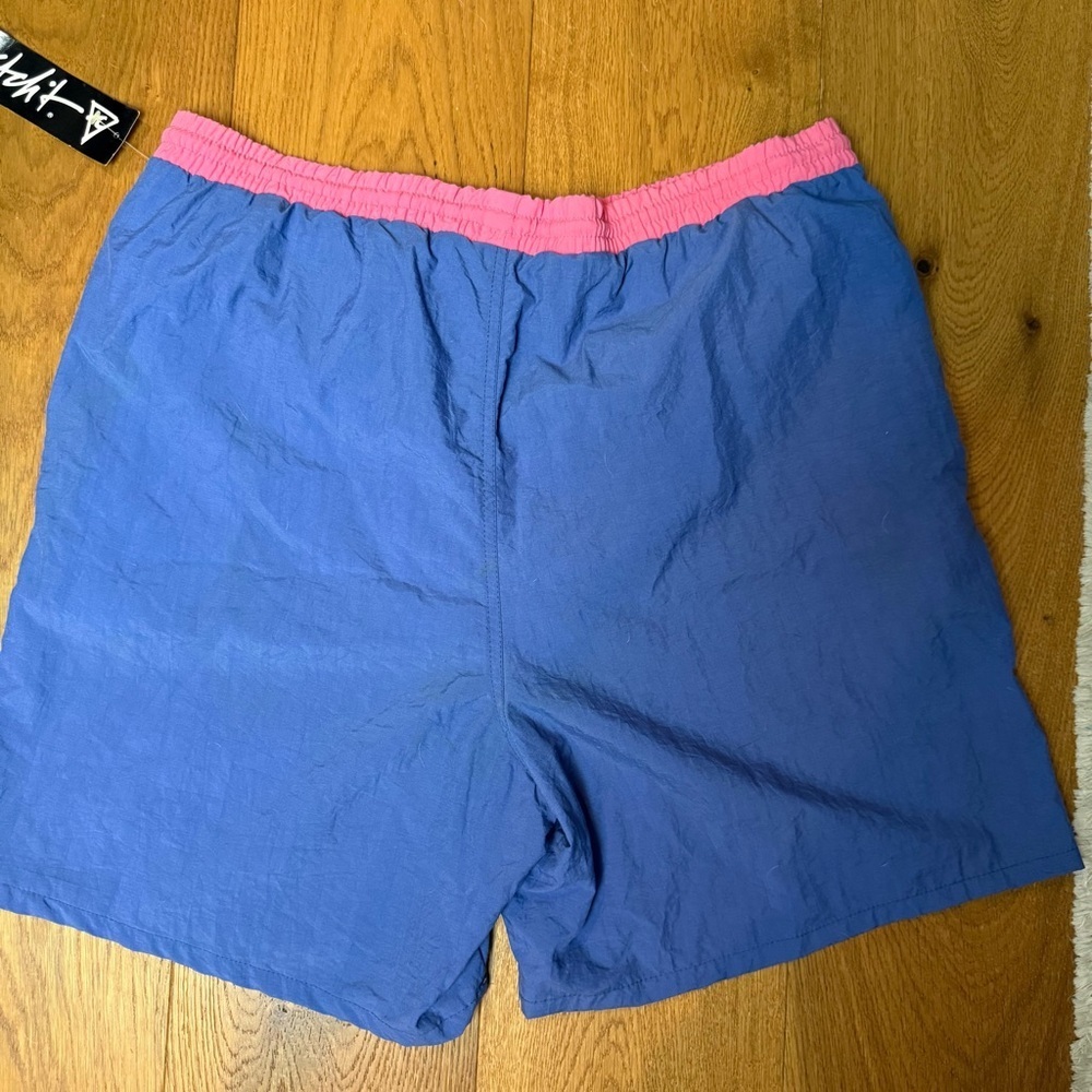 NWT Vintage 80s/90s Catchit Men’s Swim Trunks Blue Pink Sz XL - Picture 2 of 5